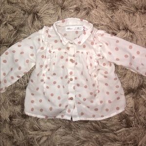 Zara baby blush polka dot blouse